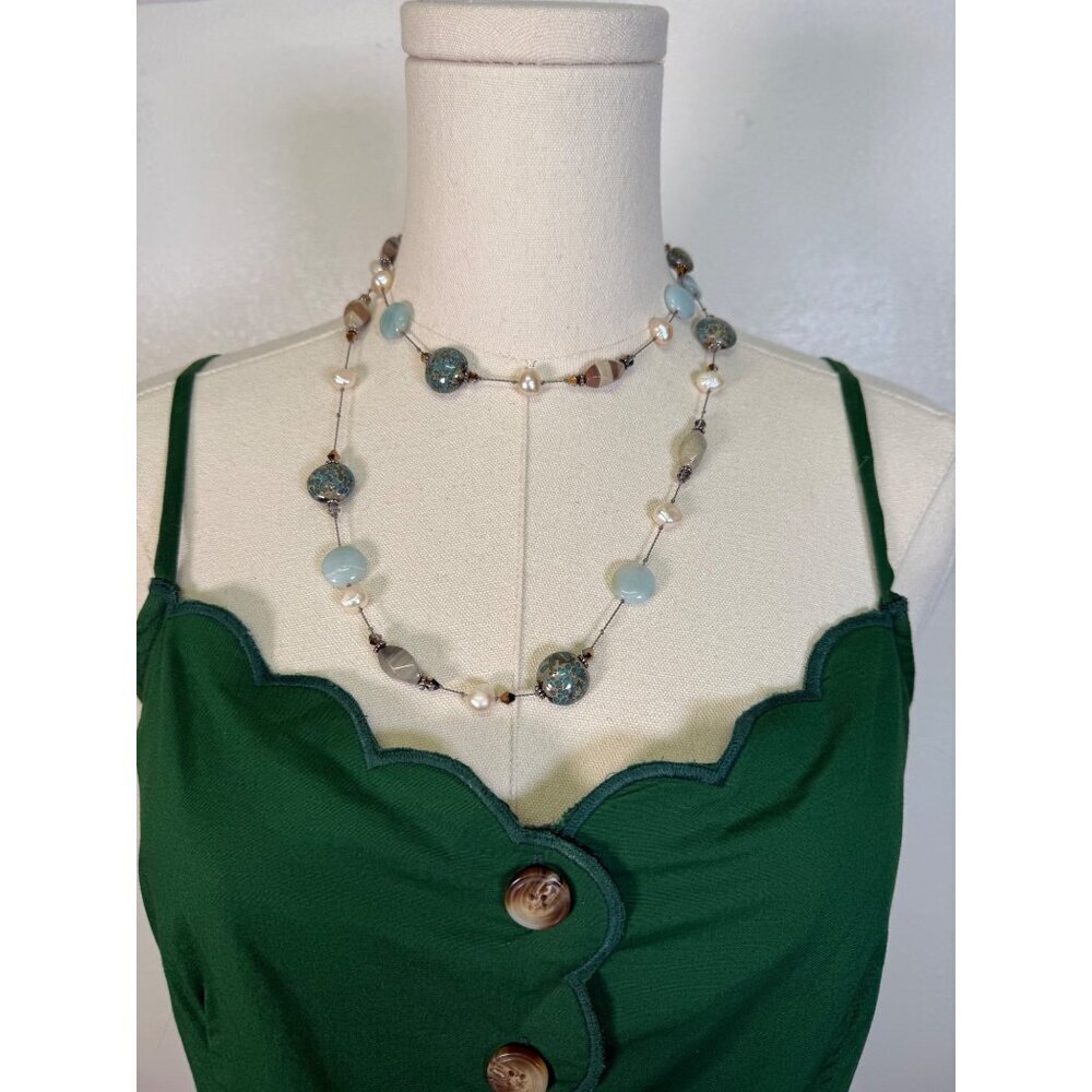 J. Crew Factory Scallop-trim button-front midi dress in fern canyon green sz 6 - Picture 6 of 16